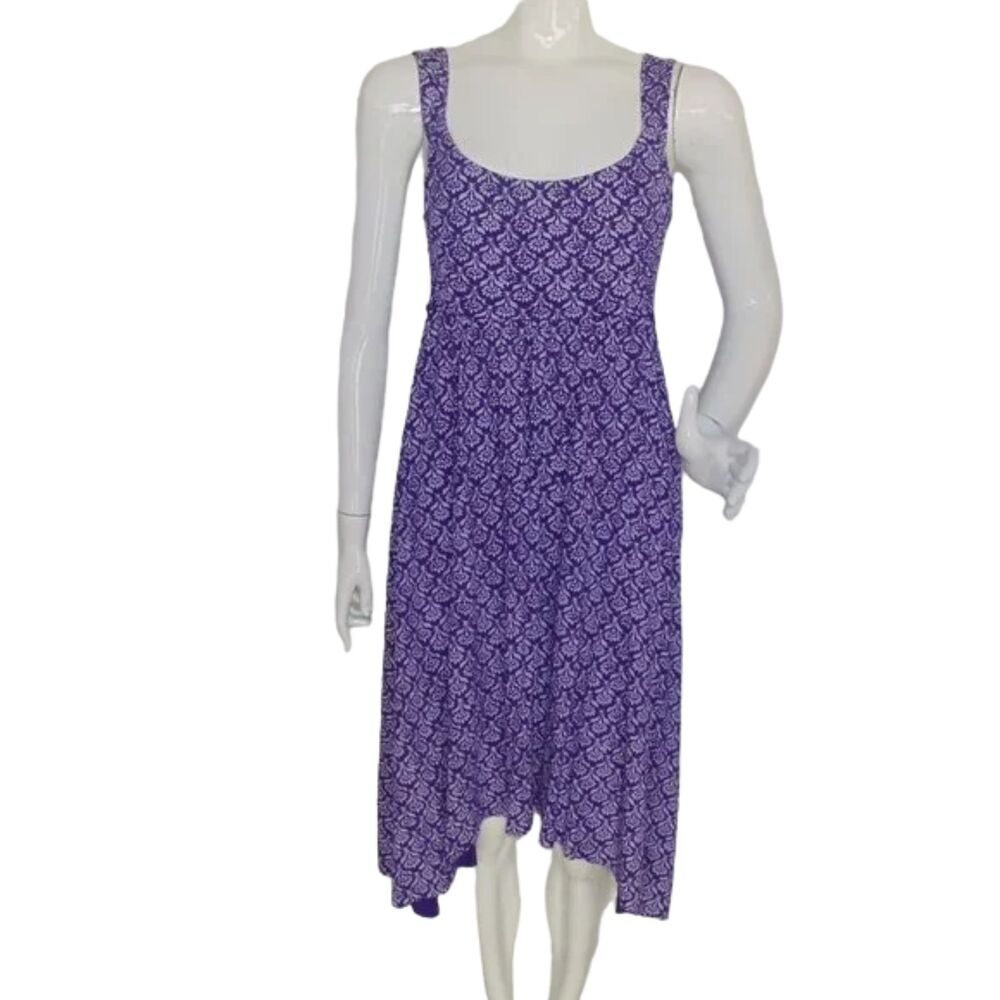 FRESH PRODUCE Dress, M, Purple, Floral, Shark bite hem, Smocked back, Sundress